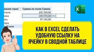 Как в Excel сделать удобную ссылку на ячейку в сводной таблице. Урок для начинающих бесплатно.