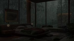 Шум дождя и звуки природы в саду, вид из окна уютной спальни для сна и отдыха 🌧