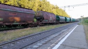 Тепловоз 2ТЭ10М-0814 с грузовым поездом