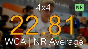 NR [22.81] 4x4 Average (ER3,WR12) // 3rd place in Rubik's WCA Asian Championship 2024