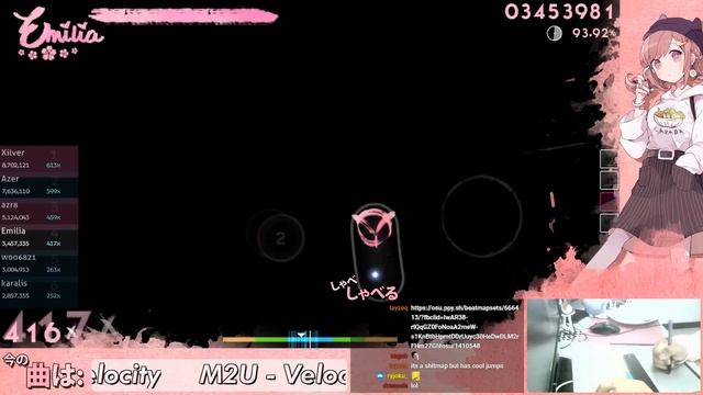 osu! | Emilia | M2U - Velocity [Irreversible's Extra] +HD,DT 93.81% FC 305pp смотреть онлайн