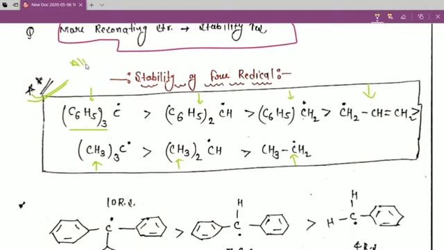 FREE RADICAL AND STABILITY ORDER OF CARBOANION LECT-9  PART - 2 GOC JEE/NEET