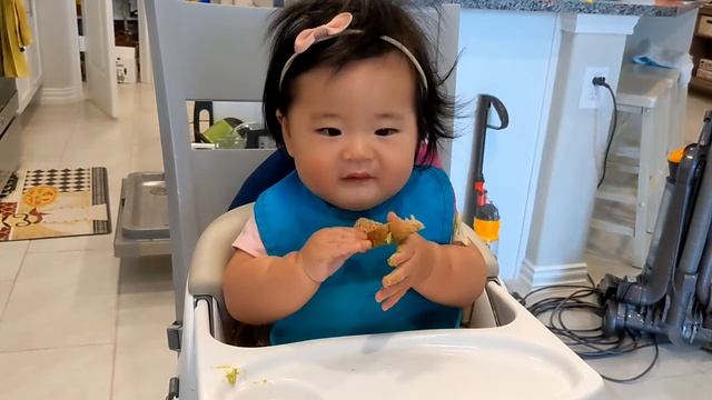 Abbsies Mukbang | Mango Pit & Avocado Toast | Baby Led Weaning Days 23 & 28 | 6 months old смотреть онлайн