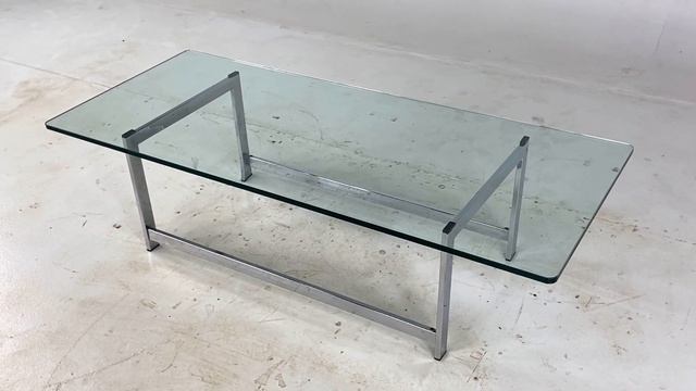 Milo Baughman Style Mid Century Chrome and Glass Coffee Table смотреть онлайн