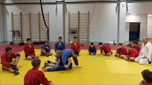 Болевой на колено при попытке прохода батерфляй гарда.