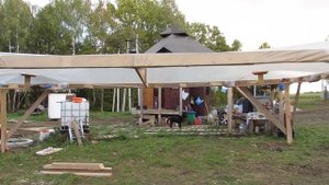 Временный навес из полиэтилена 5 на 9 метров