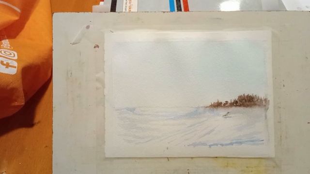 Watercolor Step by Step Winter Landscape #stepbysteptutorial  #stepbystepwinterlandscape #watercolo