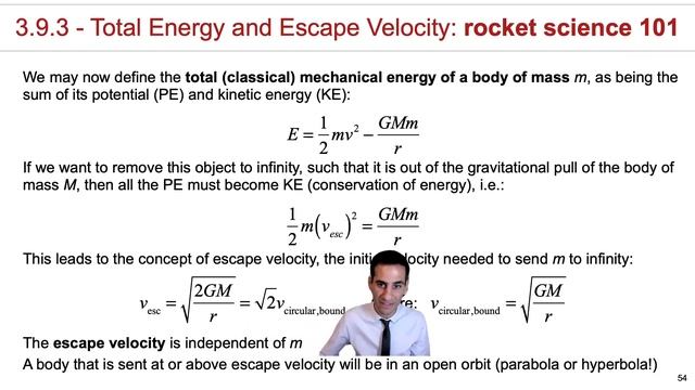 3.9 - Gravity, orbits, escape velocities and physical insight into orbits смотреть онлайн
