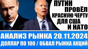 АНАЛИЗ РЫНКА 20.11 / ПУТИН ПРОВЕЛ КРАСНУЮ ЧЕРТУ ДЛЯ НАТО И США / ДОЛЛАР ПО 100 / ОБВАЛ РЫНКА АКЦИЙ