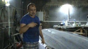 Риб "Буревестник- 420" перед покраской необрастайкой. Ремонт пробоин и сколов закончен.