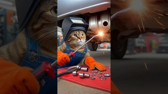 Котики-сварщики, ничего милее вы сегодня не увидите  #выхлопныесистемы #ремонтвыхлопнойсистемы