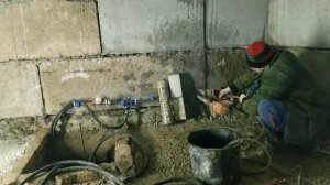 Алмазное бурение в блоке ФБС под канализацию.