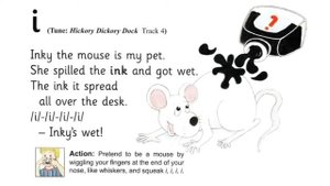 Jolly Phonic song ' i ' sound. Inky the mouse
