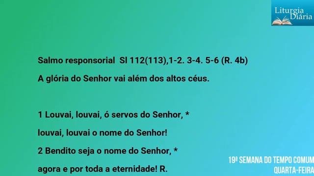 Liturgia Dária de 14 de agosto de 2024. 19ª Semana do Tempo Comum. Quarta-feira смотреть онлайн