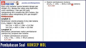 Berapa liter udara (20% oksigen) untuk membakar 1 liter gas LPG, 40% propana & 60% butana❓Konsep mo