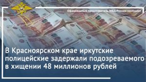 В Красноярском крае иркутские полицейские задержали подозреваемого в хищении 48 миллионов рублей