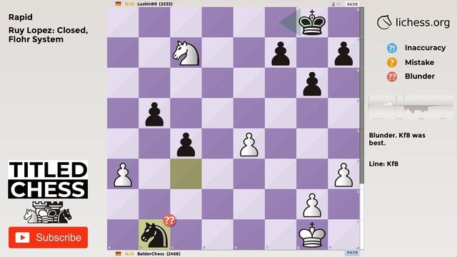 Ruy Lopez: Closed, Flohr System - Rapid - Titled Chess смотреть онлайн