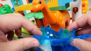 Marble Run ASMR ☆ Конструктор ВЕСЕЛЫЕ ГОРКИ! Зеленый динозавр и желтая утка
