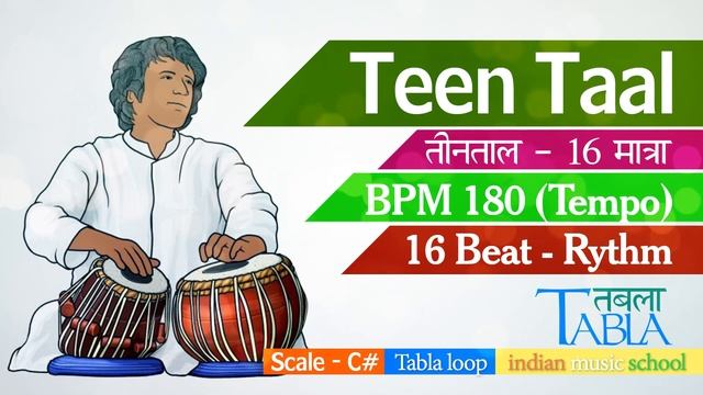 Teen Taal Loop BPM 180 Tempo | 30 मिनट तीन ताल तबला | Non Stop Tabla | Teentaal Tabla 16 Matra Taal
