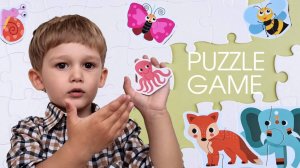 Играем в детский пазл |Учим названия животных на английском | Смотри, слушай и учи