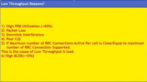 Low Throughput Reasons in LTE? How Troubleshoot it?