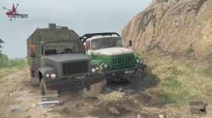 на раллийном ЗиЛ 131 Амур--ZiL131Amur и Gaz 3308 Sadko на карте Die_Insel в Spintires MudRunner,