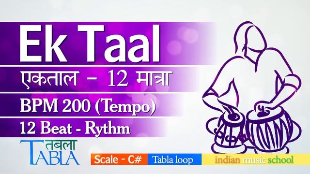 Ek Taal Loop BPM 200 Tempo | 30 मिनट  एक ताल तबला | Non Stop Tabla | Ektaal Tabla 12 Matra Taal