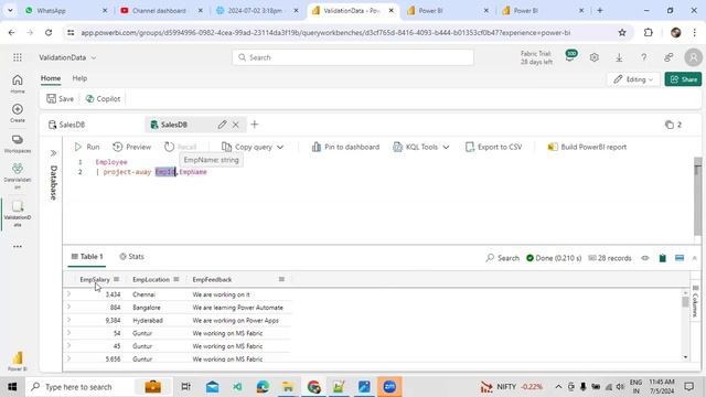 Explaining different Project operators in KQL Language using MS Fabric in Telugu смотреть онлайн