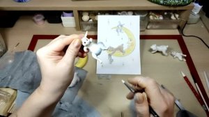 Ватная игрушка ЛУННАЯ СКАЗКА . Урок 7. Объемы для мишки. Шерсть для зайки.