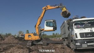 Современный, но редкий экскаватор - перегружатель Liebherr LH 22. Погрузка древесных сортиментов