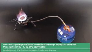 Mini Small Lightweight Windproof Portable Backpacking Camping Gas Stove with Piezo Ignition  SKU:IL