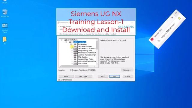 Siemens NX Ver2312 Training Lesson 1 Download and Install