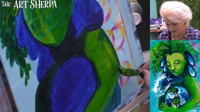 Mother Earth Fantasy Easy Painting in acrylic 🖌🌏🌍🎨 | TheArtSherpa смотреть онлайн