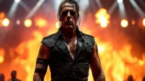 Тилль Линдеманн стоит на горящей сцене