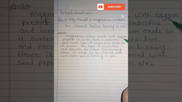 Why should a magnesium ribbon be cleaned before burning in air ? class-10 chemistry ch-1 смотреть онлайн
