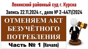 Суд по безучетному потреблению 22.11.2024 г. Часть 1