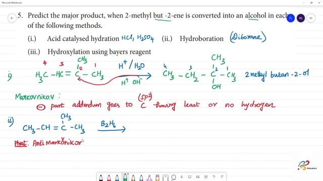 Predict the major product, when 2-methyl but -2-ene .(i.) Acid catalysed hydration (ii.) Hydrobora смотреть онлайн