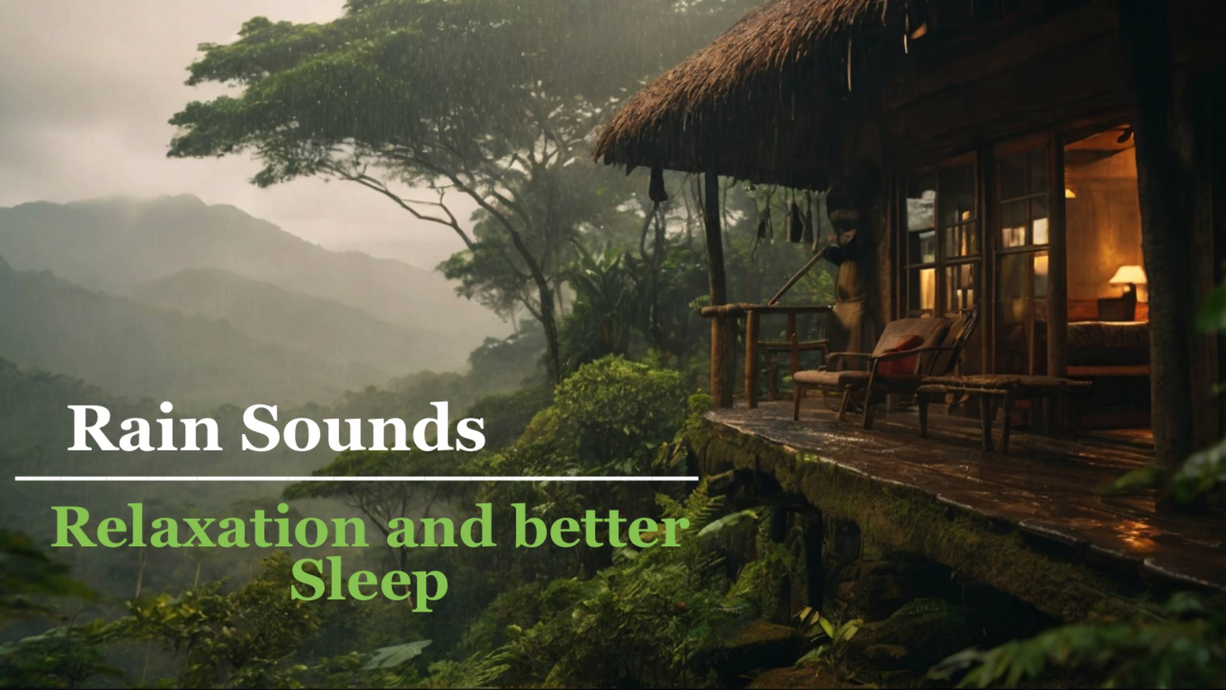 Звук дождя для релаксации, хорошего сна и учебы, хижина в тропическом лесу, 3 часа v.1 смотреть онлайн