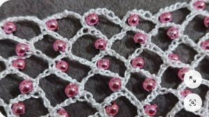 Косая сетка с бисером. Крючком