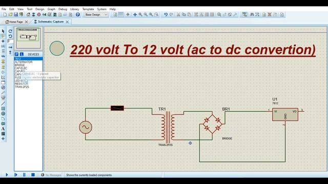 AC to DC Converter 220 to 12 volt Proteus Simulation #PProteus