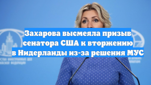 Захарова высмеяла призыв сенатора США к вторжению в Нидерланды из-за решения МУС