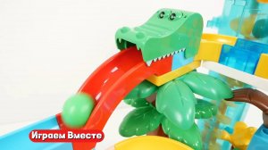 Развивающее строительство для детей: трасса из блоков ! Лабиринт ASMR – КРОКОДИЛ С ШАРИКАМИ !