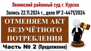 Суд по безучетному потреблению 22.11.2024 г. Часть 2