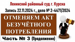 Суд по безучетному потреблению. 22.11.2024 г. Часть 3