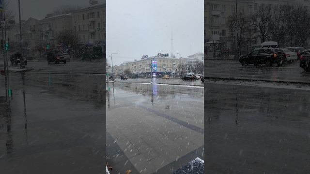 Луганск замело мокрым снегом! Конец ноября 2024. ЛНР, Россия.