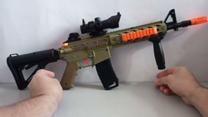 Детский автомат M416 с оптическим прицелом, с вибро, со звуками и подсветкой с поролоновыми пулькам