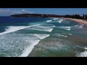 Australia, Sydney, Manly and Shelly Beach. Full flyover of both beaches. Австралия, Сидней