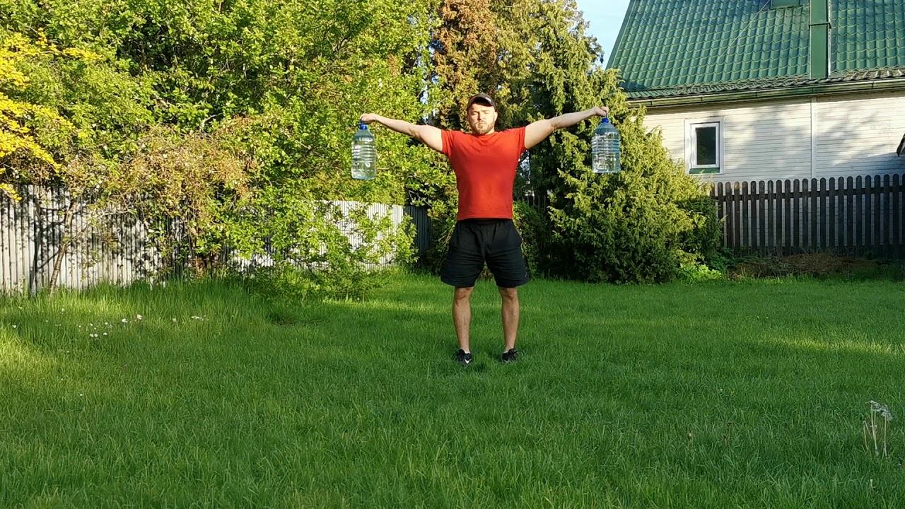 Проверка на прочность - удержание 5 литровых баклах с водой 💪