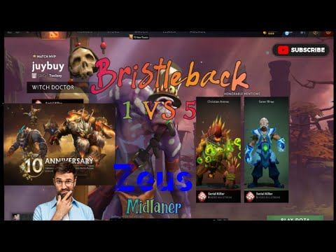 Dota 2 Bristleback Offlaner 1 VS 5 And Zeus Midlaner Gameplay смотреть онлайн