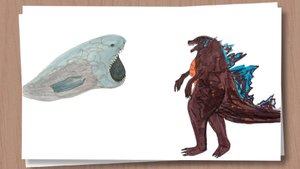 Рисуем Огромного монстра Блупа против Годзиллы Dark Bloop vs. Godzilla